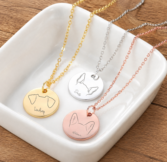 愛犬の耳モチーフRoundネックレス（今だけプレゼントBOX付き！）